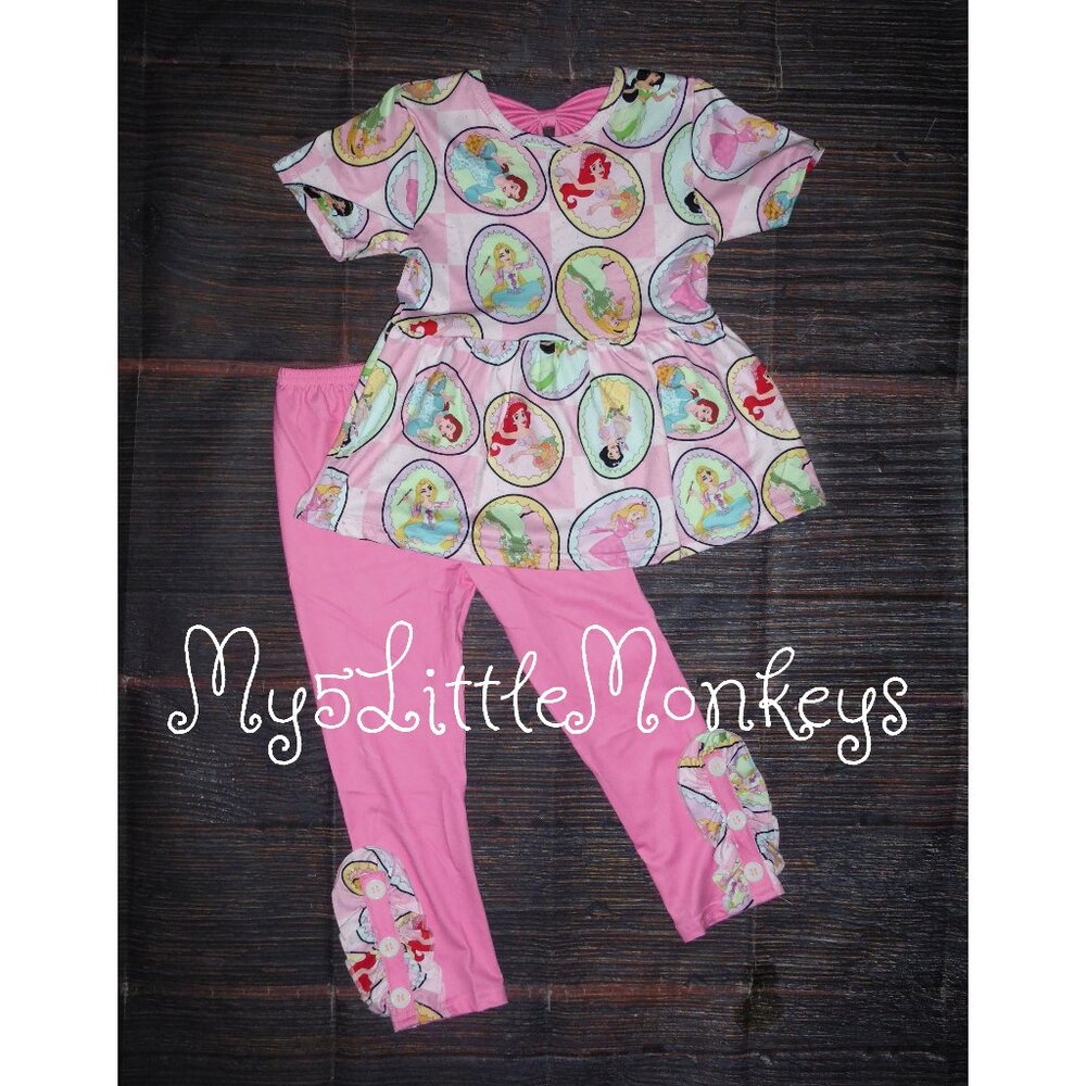 Boutique Princess Cinderella Ariel Belle Tunic & Leggings Girls Outfit